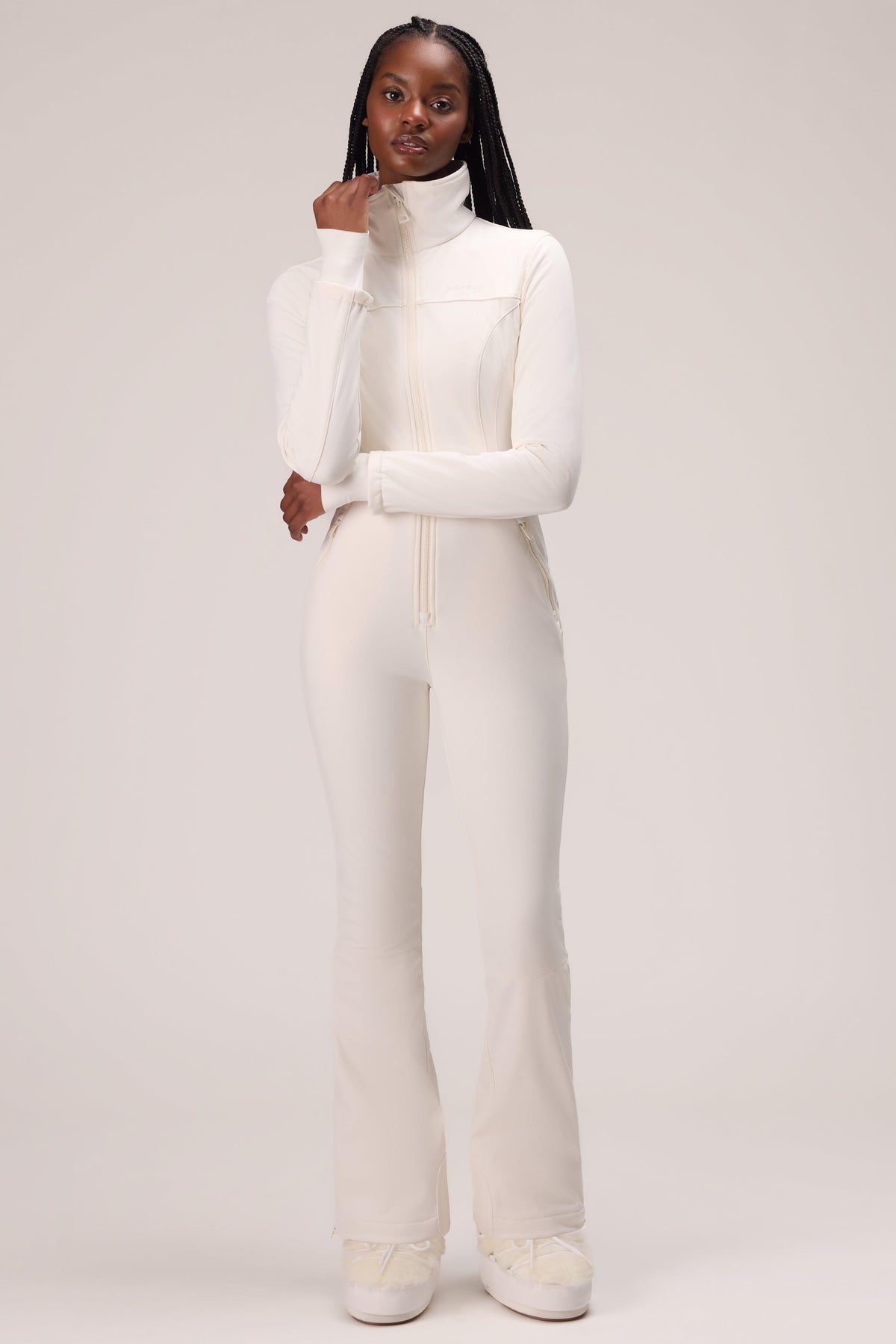 Faux Fur Ski Suit In Snow Leopard