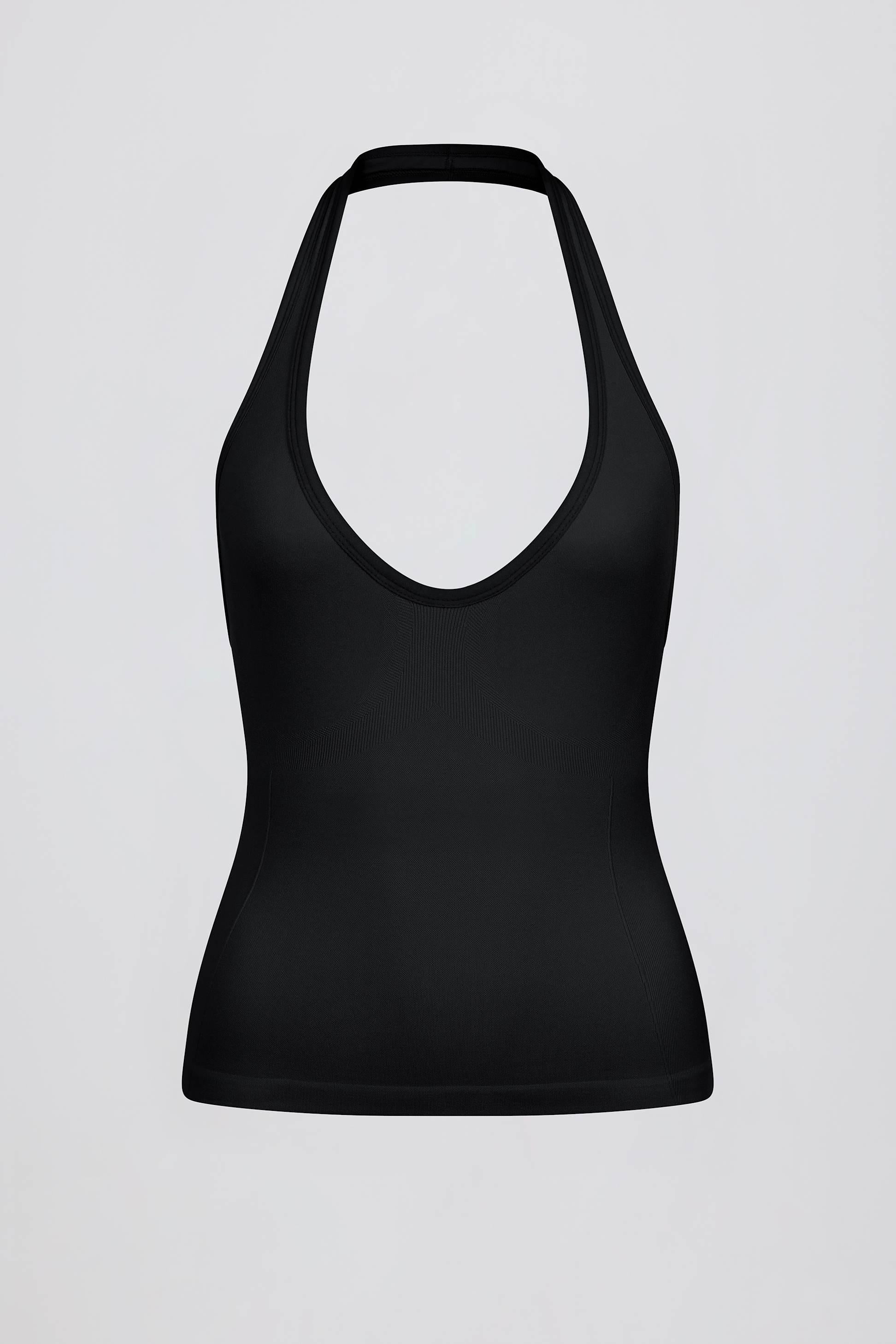 Define Luxe Halterneck Tank Top In Black