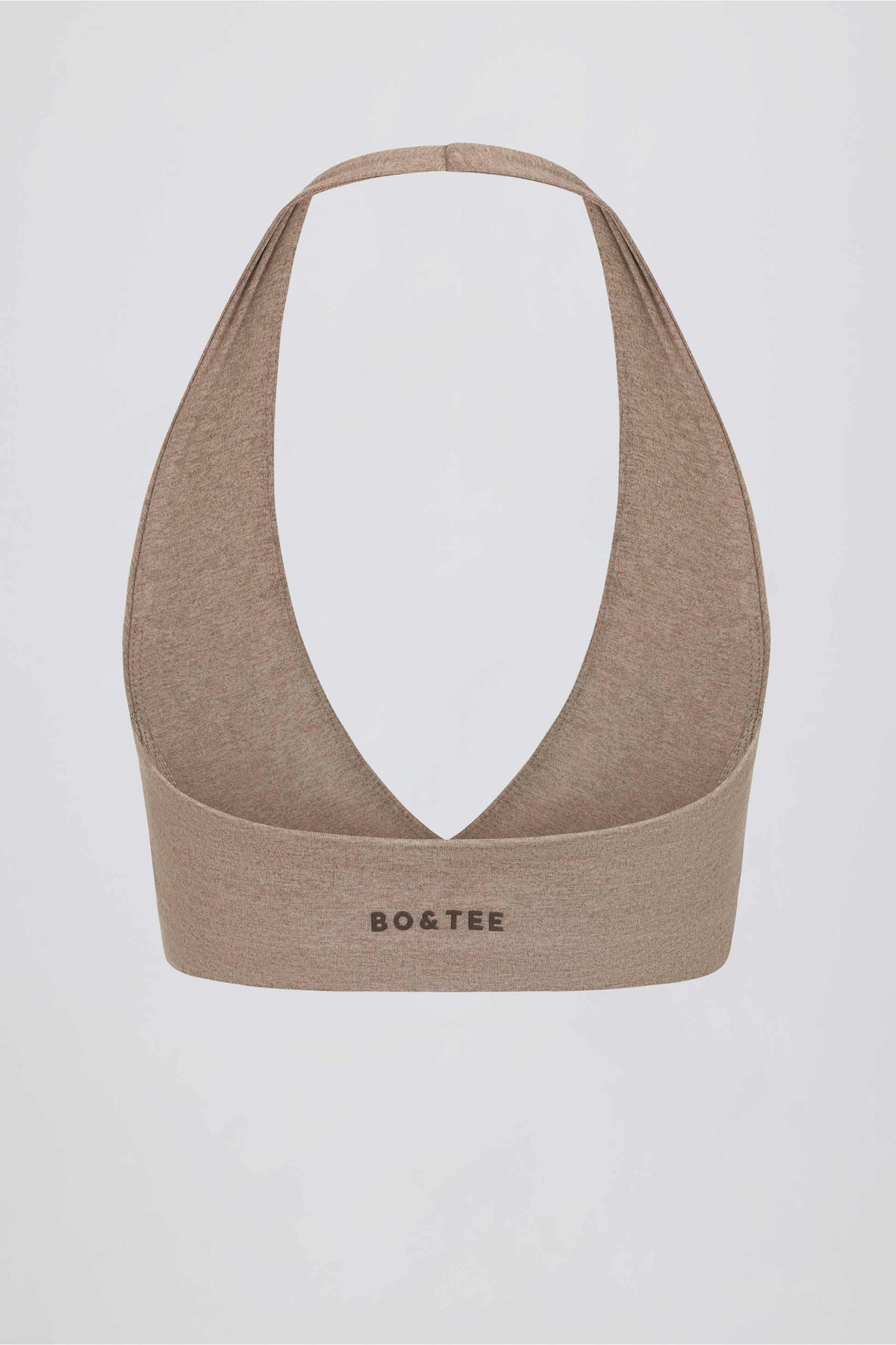Brushed Jersey V-neck Sports Bra In Mocha Marl