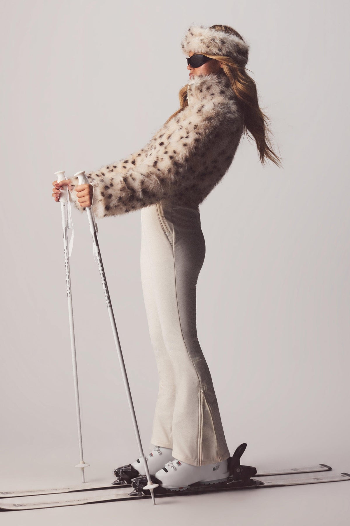 Faux Fur Ski Suit In Snow Leopard