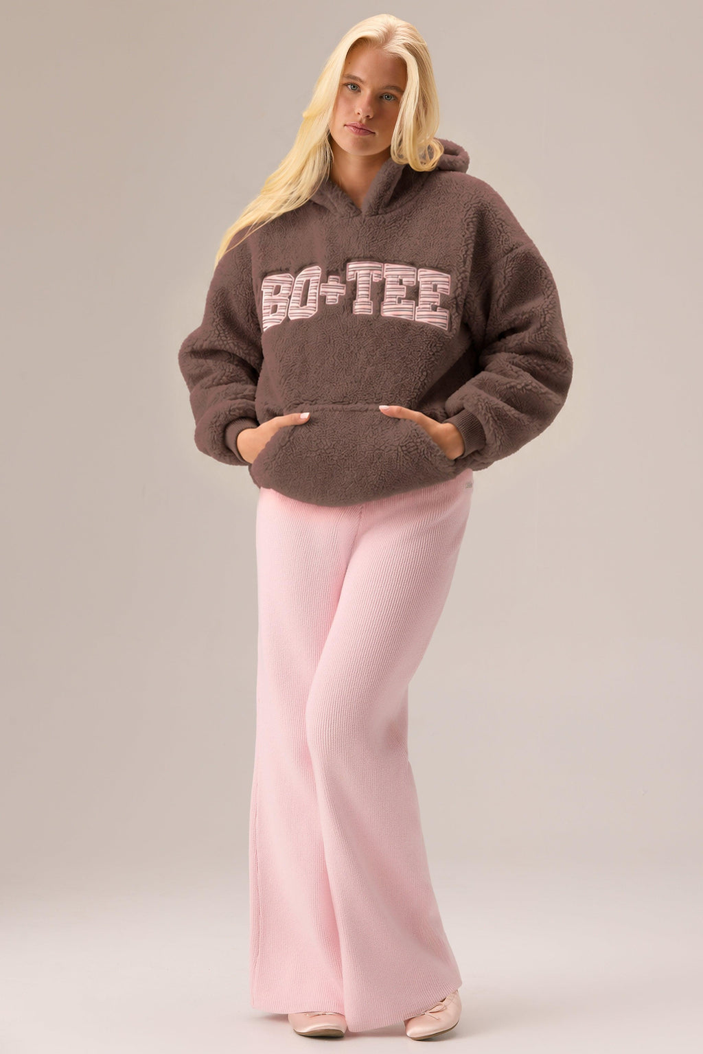 Teddy Fleece Hoodie In Chestnut