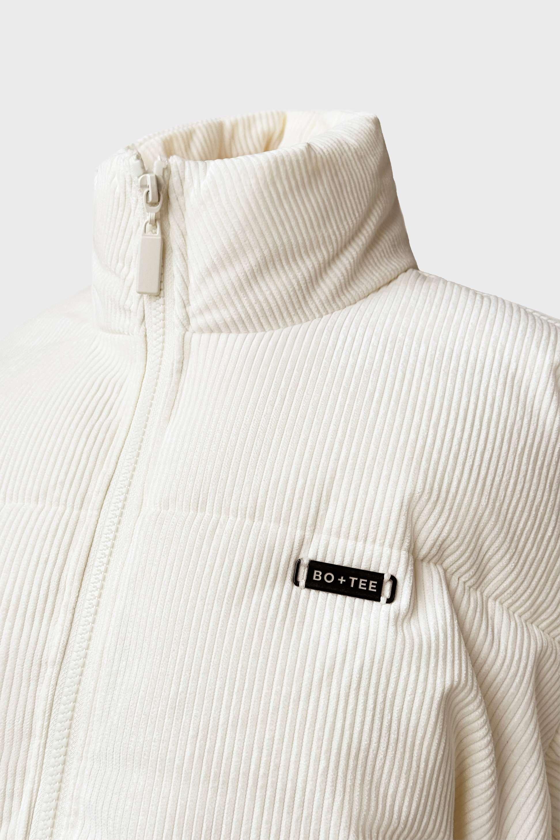 Corduroy Quilted Puffer Jacket In Ivory