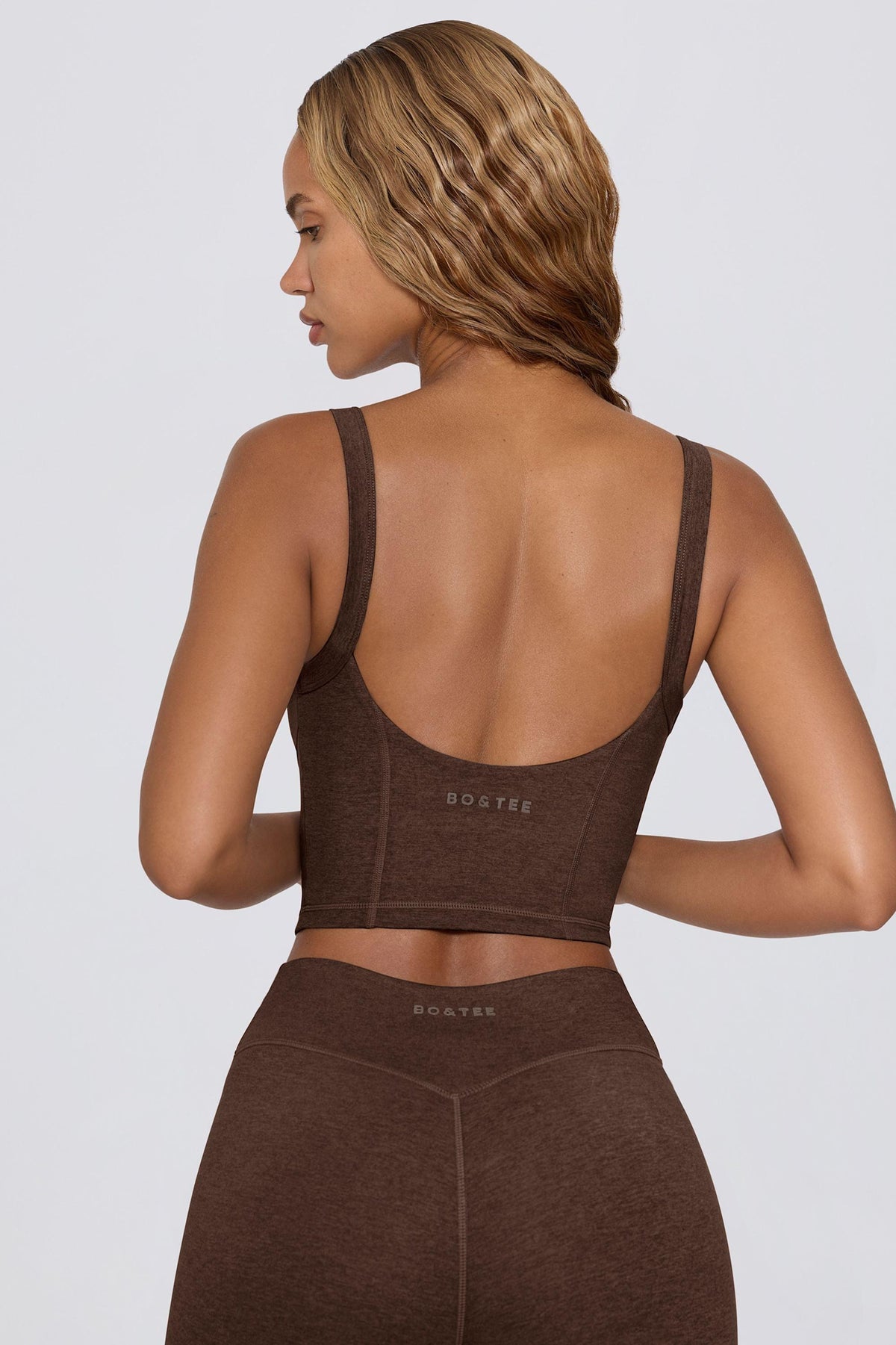 Cropped Tank Top In Pecan Marl
